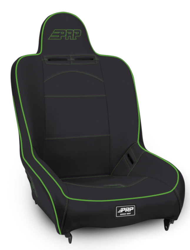 PRP Seats A100110-201-W PRP Premier High Back Suspension Seat- Black/Green Vinyl