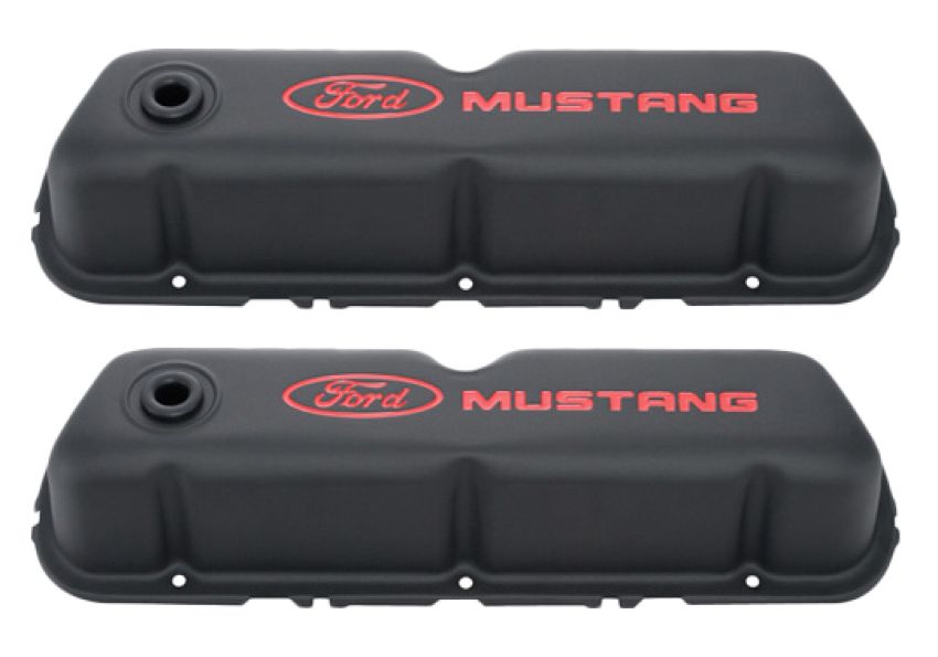 Ford Racing 302-101 Ford Mustang Logo Black Crinkle Valve Covers