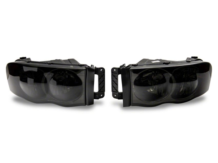 Raxiom R118009 02-05 Dodge RAM 1500 Axial Series OEM Style Rep Headlights- Chrome Housing- Smoked Lens