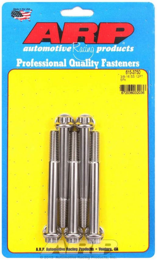 ARP ARP615-3750 S/S Bolt Kit - 12pt. (5) 3/8-16 x 3.750