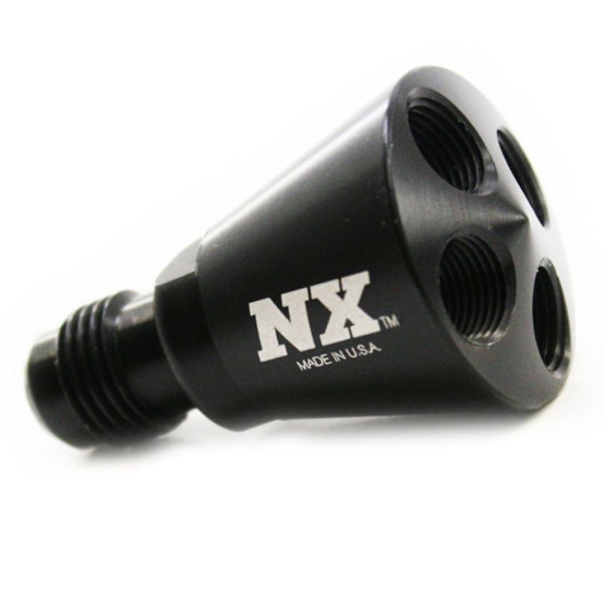 Nitrous Express 15019 4 PORT SHOWERHEAD DIST BLOCK WITH -6 MALE (BLACK)