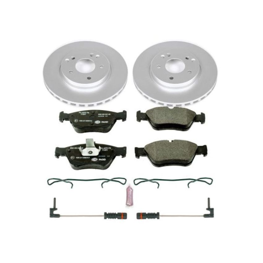 PowerStop ESK3047 Genuine Geomet Coated Rotors, ECE-R90 Brake Pads + Hardware Kit