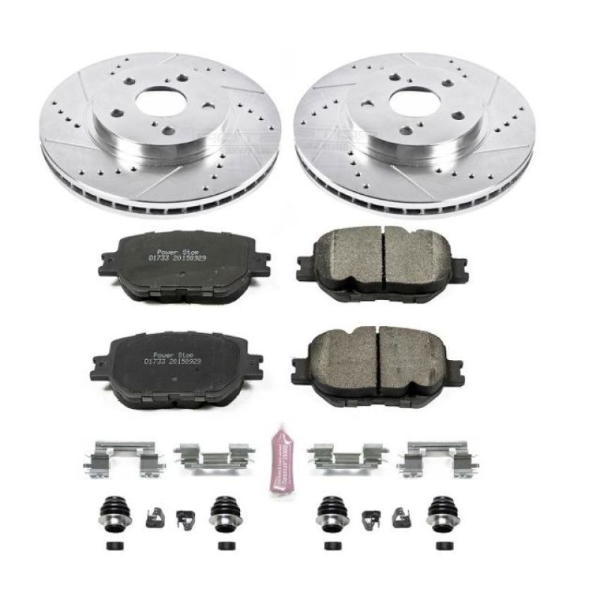 PowerStop K6990 Z23 Daily Driver Carbon-Fiber Ceramic Brake Pad and Drilled & Slotted Rotor Kit