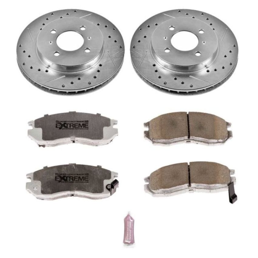 PowerStop K1214-26 Z26 Street Performance Ceramic Brake Pad and Drilled & Slotted Rotor Kit