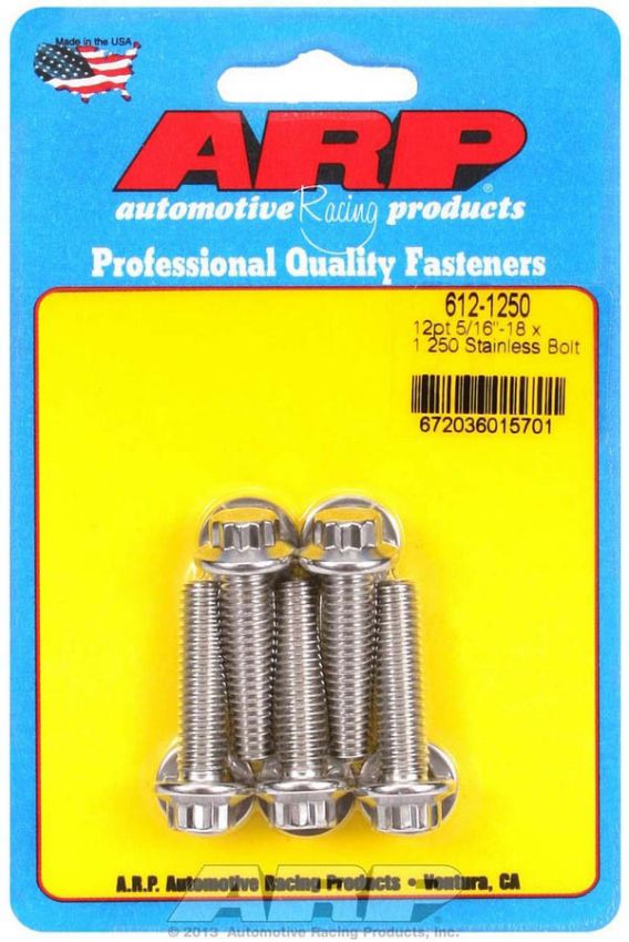 ARP ARP612-1250 S/S Bolt Kit - 12pt. (5) 5/16-18 x 1.250
