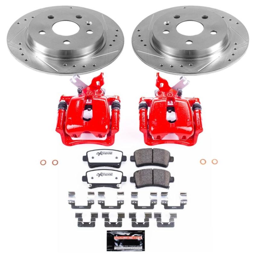 PowerStop KC5531-26 Z26 Street Performance Ceramic Brake Pad, Drilled Slotted Rotor, and Caliper Kit