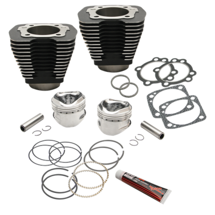 S&S Cycle 91-7707 84-99 BT 96in 3-5/8in Big Bore Cylinder & Piston Kit For S&S SH96 Engines - Wrinkle Black