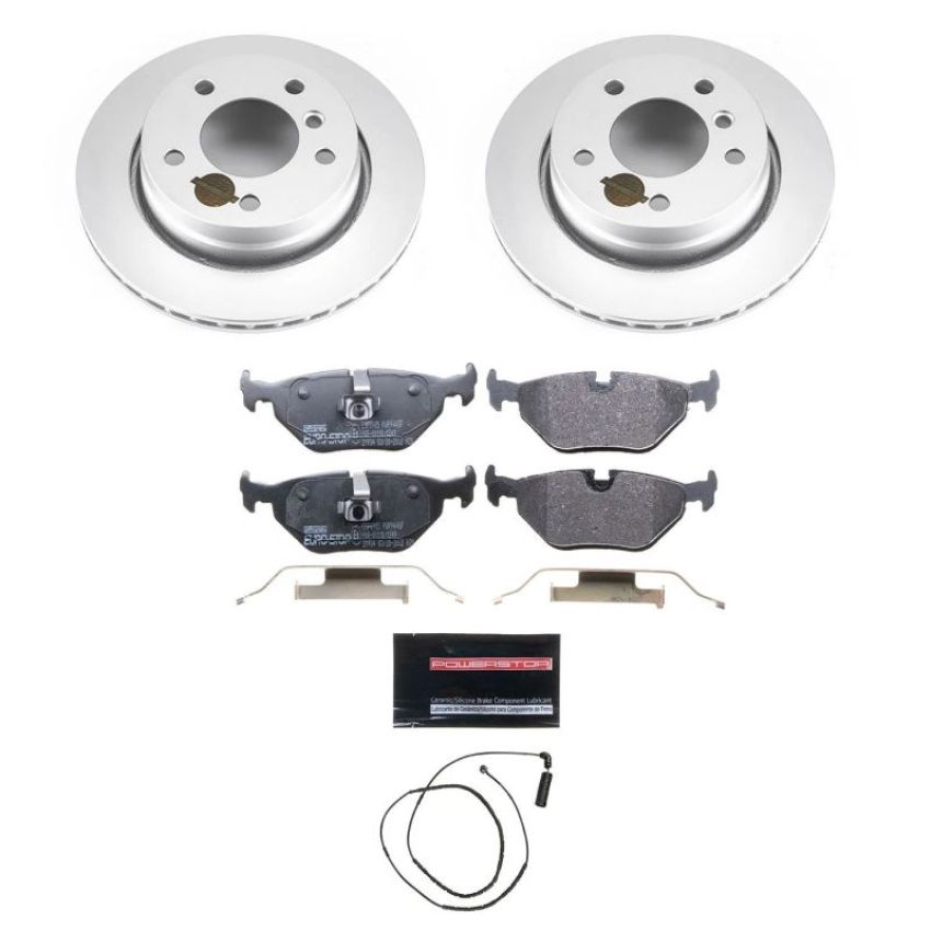 PowerStop ESK613 Genuine Geomet Coated Rotors, ECE-R90 Brake Pads + Hardware Kit