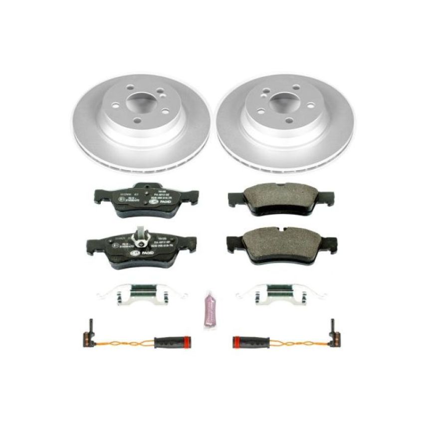 PowerStop ESK5322 Genuine Geomet Coated Rotors, ECE-R90 Brake Pads + Hardware Kit