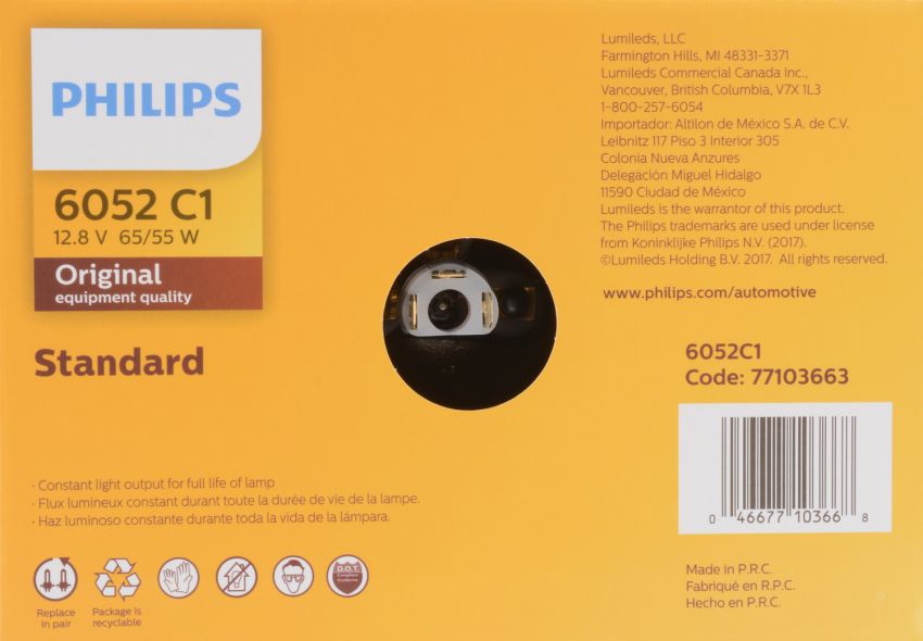 Philips 6052C1 Philips Standard Sealed Beam 6052