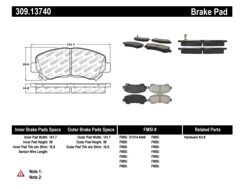 Stoptech 309.13740 Performance Brake Pads