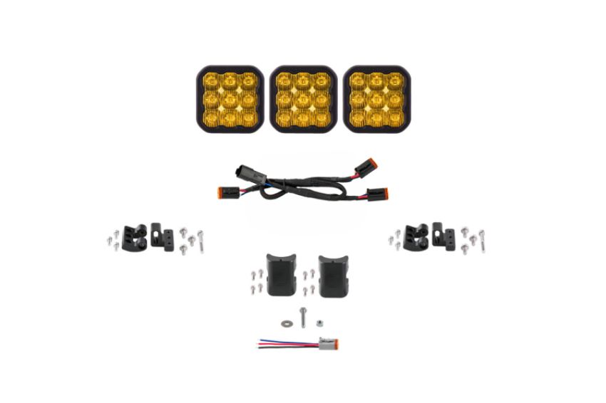 Diode Dynamics DD7251 SS5 Pro Universal CrossLink 3-Pod Lightbar - Yellow Driving