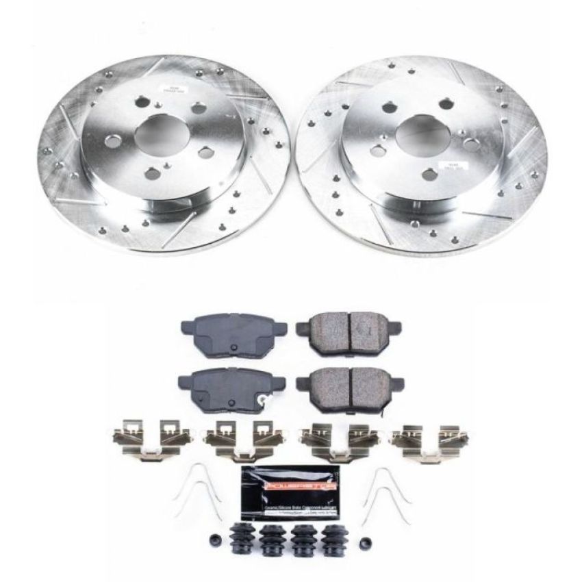 PowerStop K5503 Z23 Daily Driver Carbon-Fiber Ceramic Brake Pad and Drilled & Slotted Rotor Kit