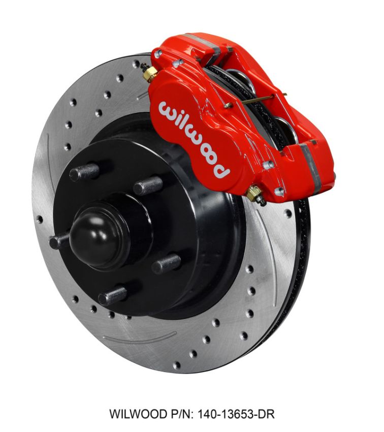 Wilwood 140-13653-DR Forged Dynalite-M Front Kit 11.30in 1 PC Rotor&Hub Drill-Red 60-68 Ford / Mercury Full Size
