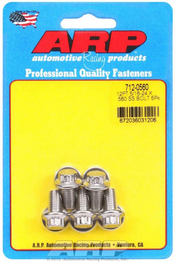 ARP ARP712-0560 S/S Bolt Kit - 12pt. (5) 5/16-24 x .560