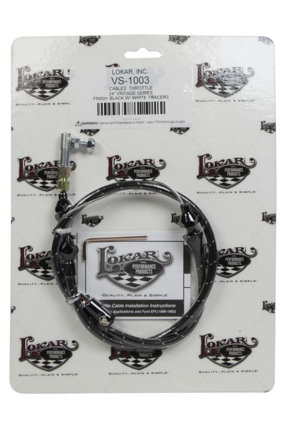 LOKAR LOKVS-1003 VS Throttle Cable Black Black Wrap w/ White Trac