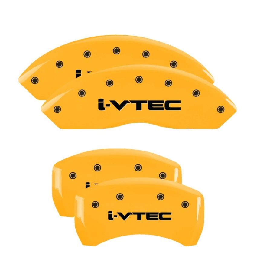 MGP 39014SIVTYL 4 Caliper Covers Engraved Front & Rear i-Vtec Yellow finish black ch