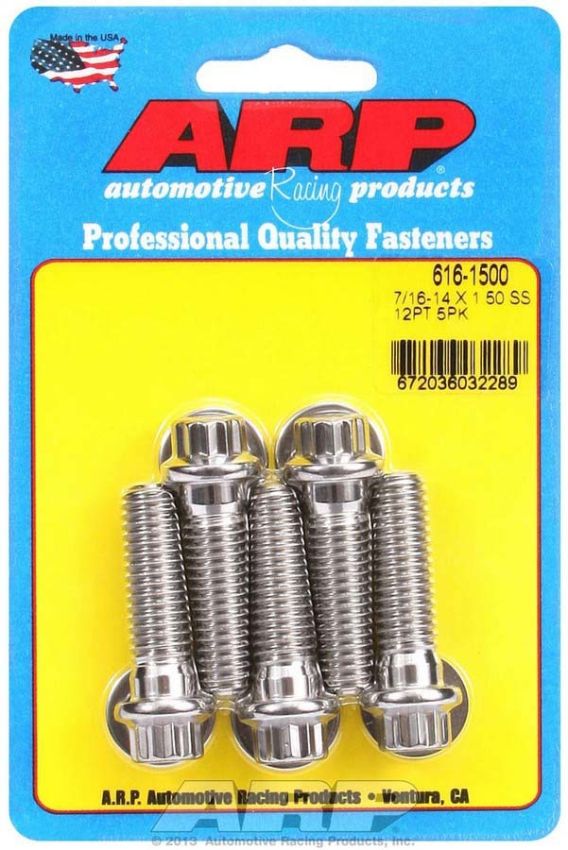 ARP ARP616-1500 S/S Bolt Kit - 12pt. (5) 7/16-14 x 1.500