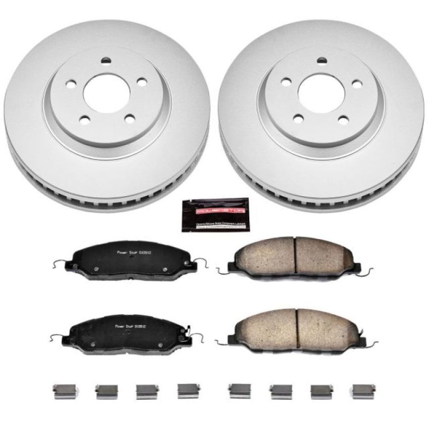 PowerStop CRK5407 Genuine Geomet Coated Rotor and Low-Dust Ceramic Brake Pad Kit