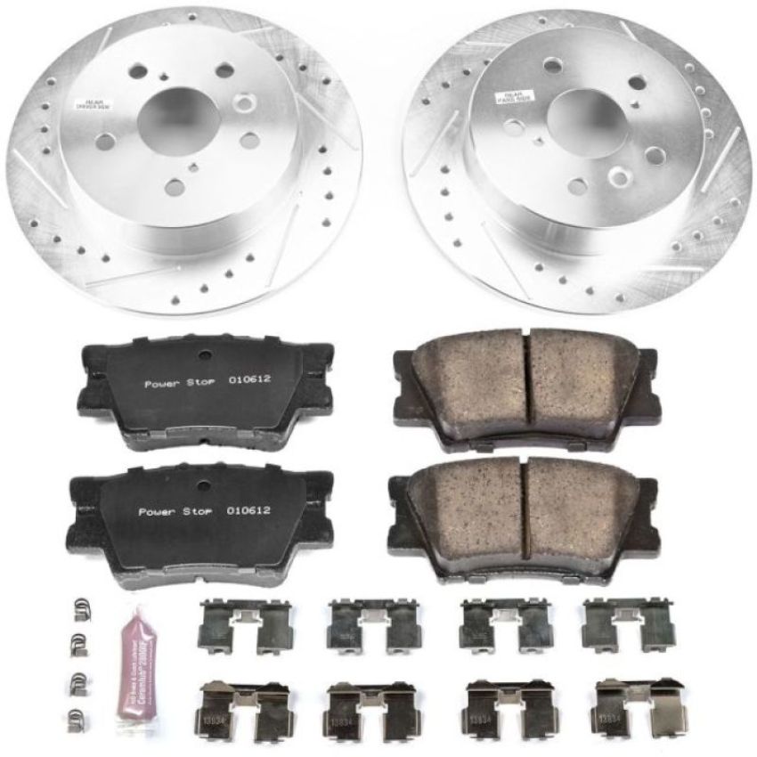 PowerStop K7905 Z23 Daily Driver Carbon-Fiber Ceramic Brake Pad and Drilled & Slotted Rotor Kit