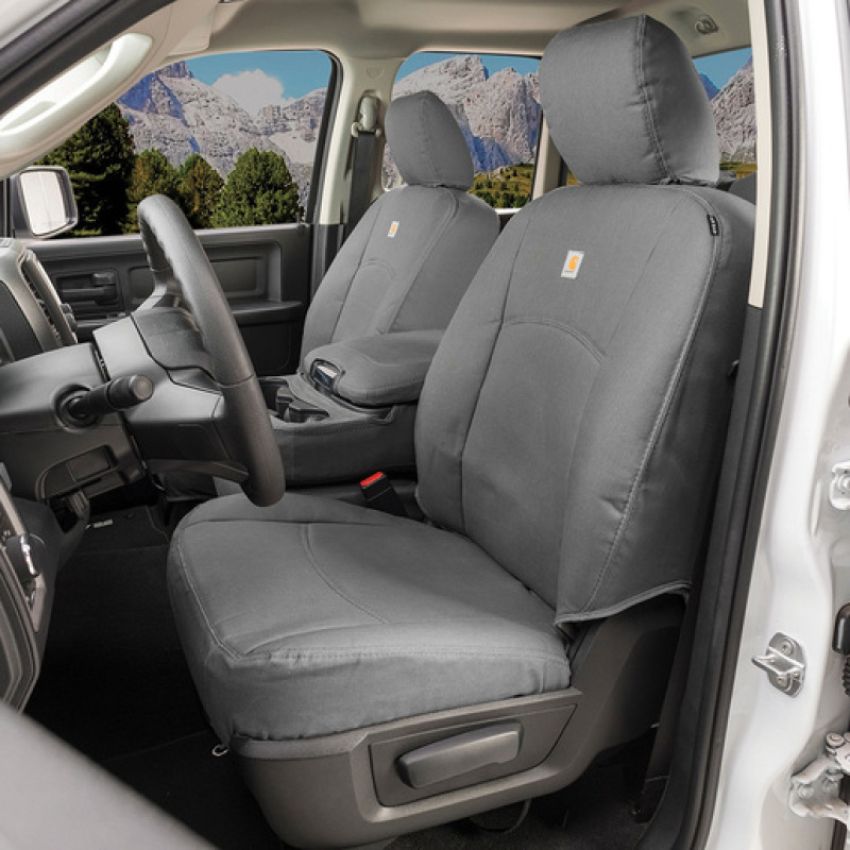 Covercraft GTC4139CAGY 19-24 Chevrolet Silverado Carhartt PrecisionFit Custom Second Row Seat Covers - Gravel