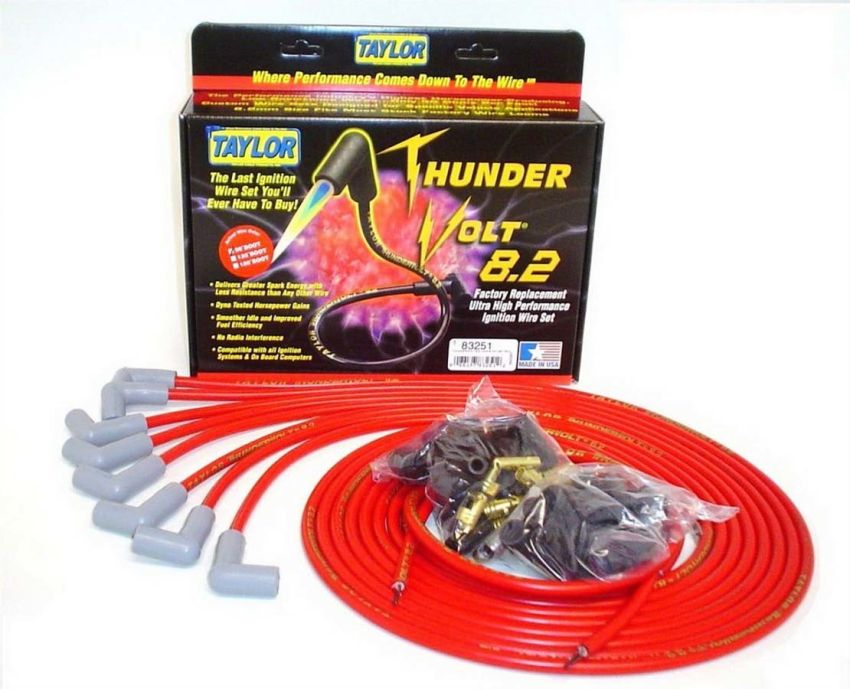 Taylor Cable 83251 Univ Thundervolt Plug Wire Ste 90 deg Red