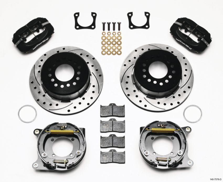 Wilwood 140-7578-D Forged Dynalite P/S Park Brake Kit Drilled Chevy 12 Bolt-Spec 3.15in Brng