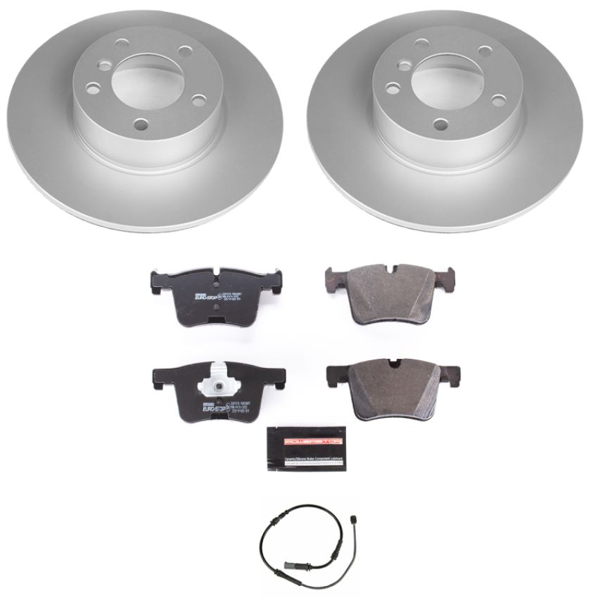 PowerStop ESK6743 Genuine Geomet Coated Rotors, ECE-R90 Brake Pads + Hardware Kit