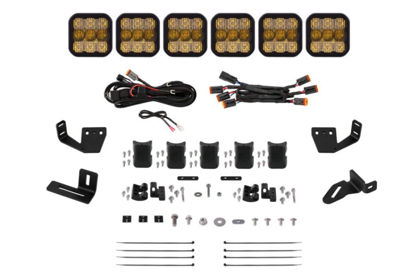 Diode Dynamics DD7817 Prinsu/Sherpa Roof Racks SS5 6-Pod CrossLink Mounting Kit - Sport Yellow Combo