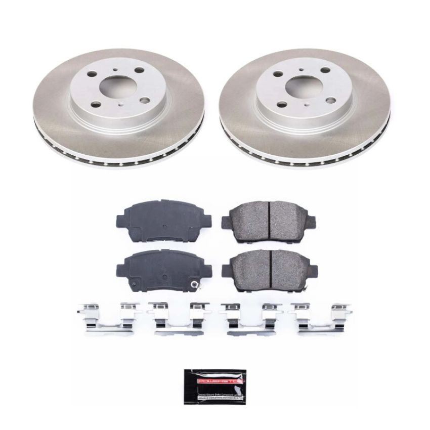 PowerStop SC1153 Semi-Coated Rotor and Low-Dust Ceramic Brake Pad Kit