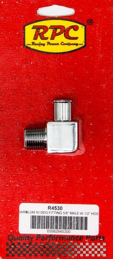 RACING POWER CO-PACKAGED RPCR4530 90 Degree Alum Fitting 5/8 x 1/2 Chrome