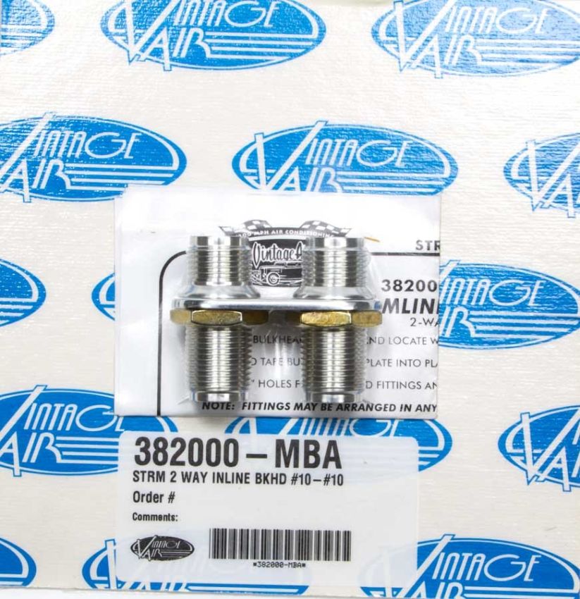 VINTAGE AIR VIN382000-MBA 2 Way In Line Bulkhead #10 and #10 O-Ring