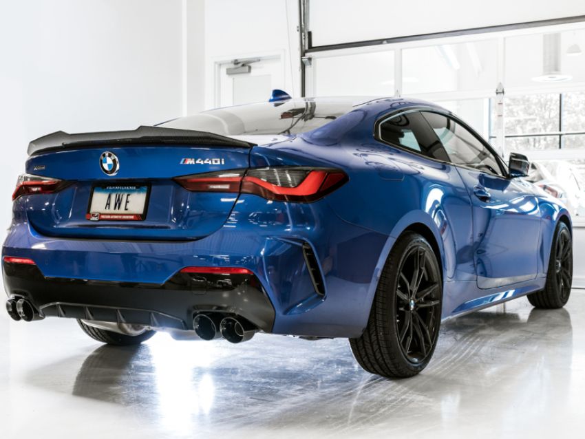 AWE Tuning 3015-43156 2019+ BMW M340i (G20) Non-Resonated Touring Edition Exhaust - Quad Diamond Black Tips