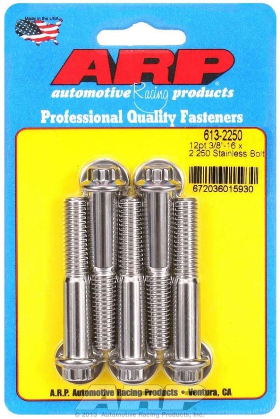 ARP ARP613-2250 S/S Bolt Kit - 12pt. (5) 3/8-16 x 2.250