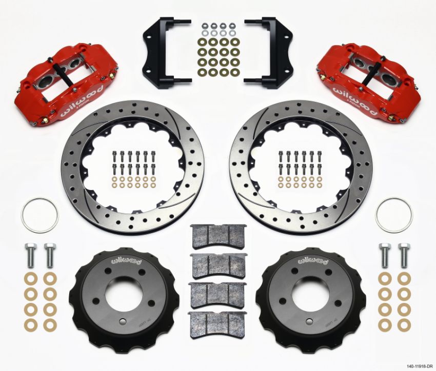 Wilwood 140-11918-DR Narrow Superlite 6R Front Hat Kit 12.88in Drilled Red 84-87 Corvette C4
