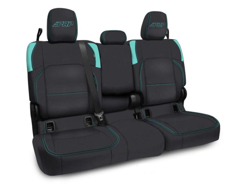 PRP Seats B056-09 PRP Jeep Wrangler JT Rear Bench Covers - with Armrest - Black/Teal