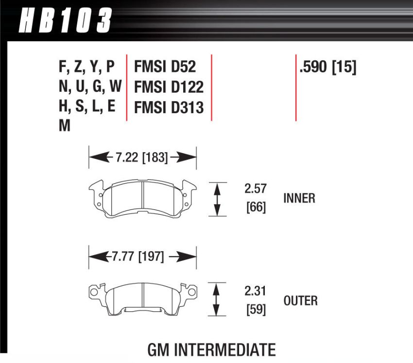 Hawk Performance HB103M.590 Black Disc Brake Pad
