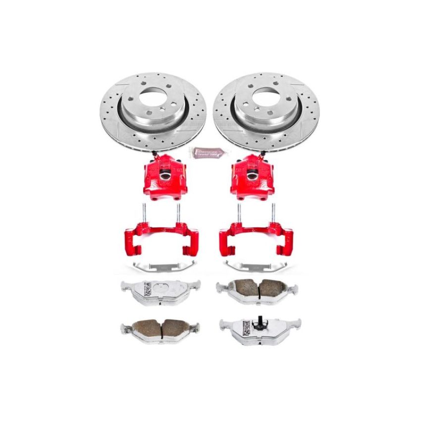 PowerStop KC877-26 Z26 Street Performance Ceramic Brake Pad, Drilled Slotted Rotor, and Caliper Kit