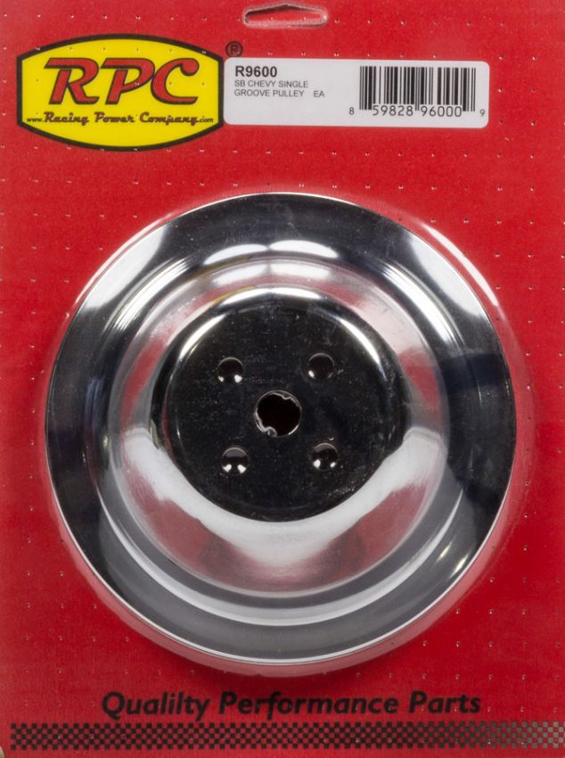 RACING POWER CO-PACKAGED RPCR9600 Chrome Steel Water Pump Pulley SBC Short 7.1 Dia