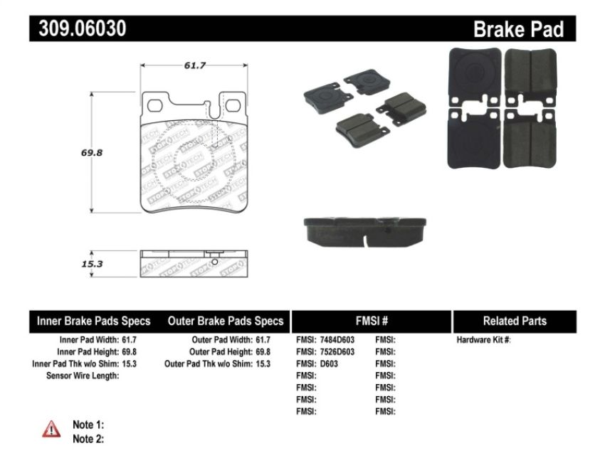 Stoptech 309.06030 Performance Brake Pads