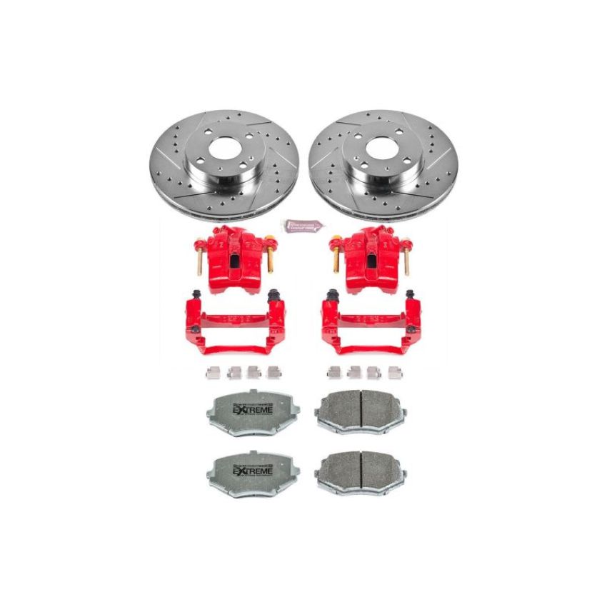 PowerStop KC793-26 Z26 Street Performance Ceramic Brake Pad, Drilled Slotted Rotor, and Caliper Kit