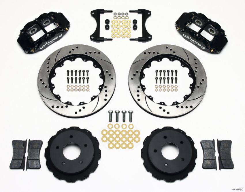 Wilwood 140-10472-D Narrow Superlite 4R Rear Kit 14.00in Drilled 65-82 Corvette C2/C3