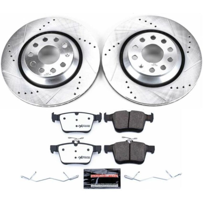 PowerStop K7084-26 Z26 Street Performance Ceramic Brake Pad and Drilled & Slotted Rotor Kit