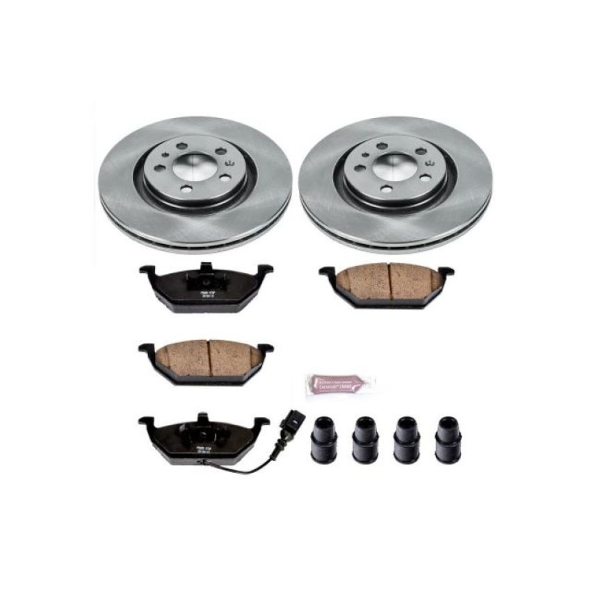 PowerStop KOE839 OE Stock Replacement Low-Dust Ceramic Brake Pad and Rotor Kit