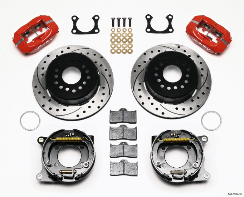Wilwood 140-7139-DR Forged Dynalite P/S P-B Kit Drilled-Red Big Ford 2.36in Offset
