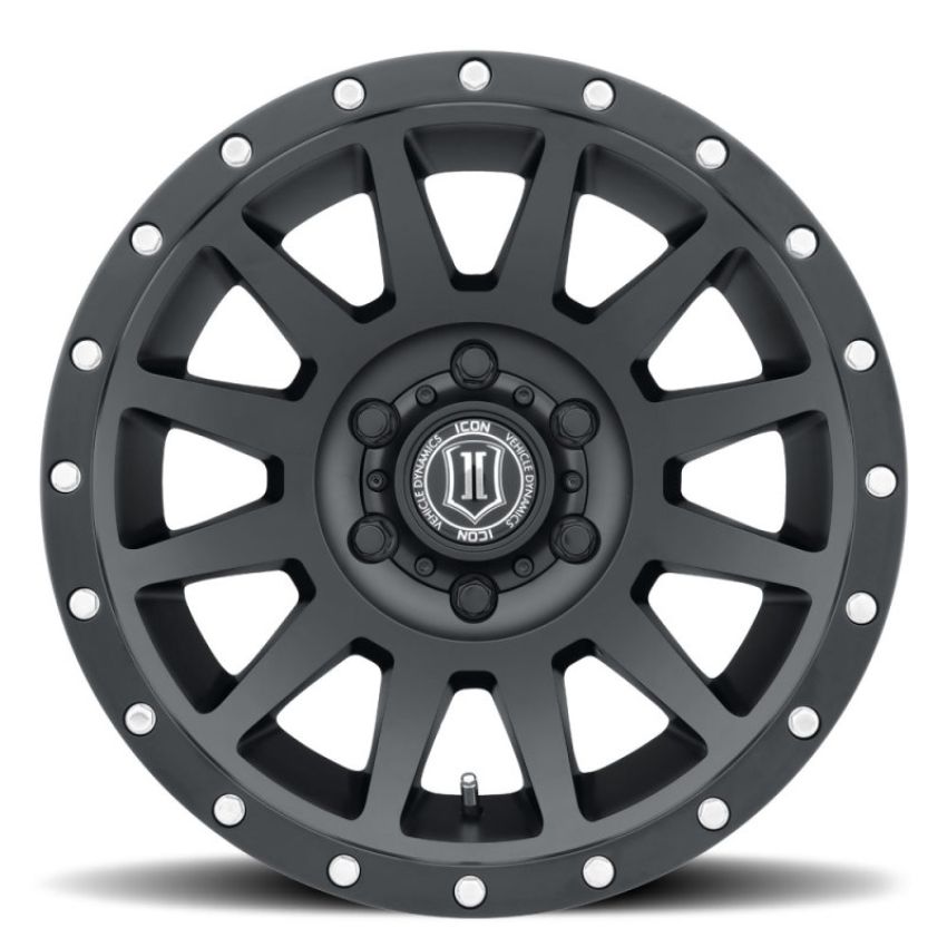 ICON Compression 18x9 5x5 -12mm Offset 4.5in BS Satin Black Wheel
