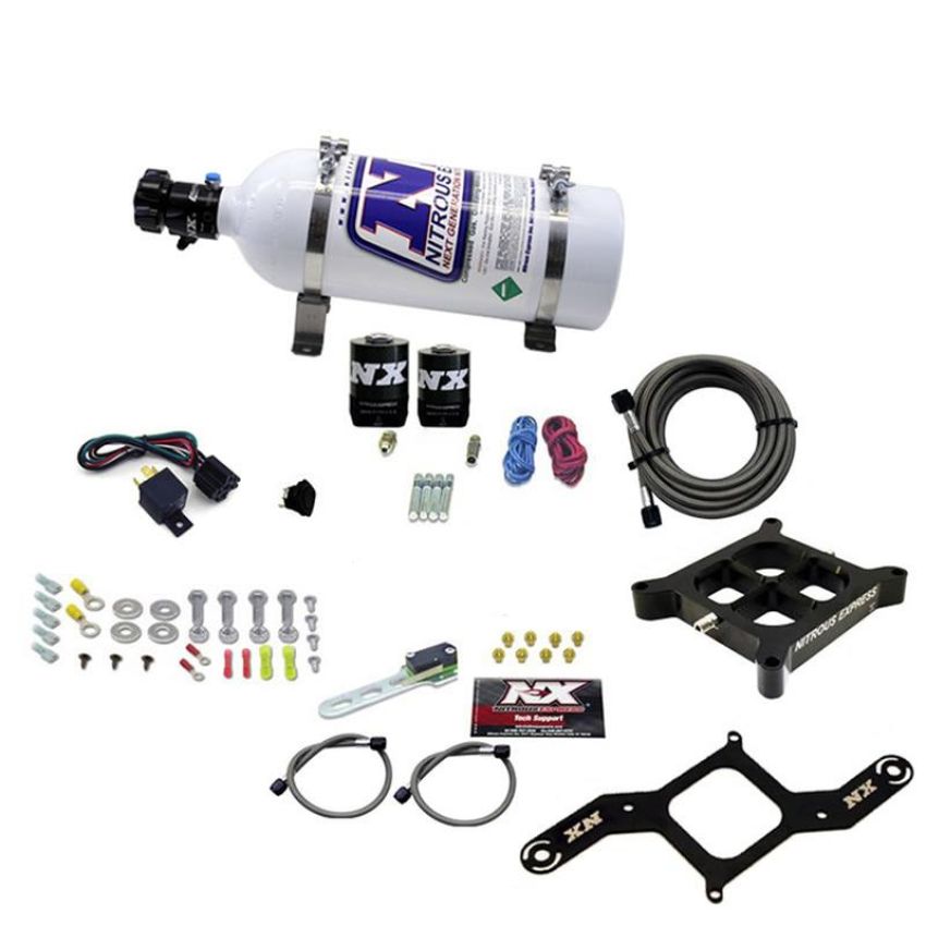 Nitrous Express 63840-05 4150 SINGLE ENTRY CROSSBAR PLATE SYSTEM, RNC (250-750HP) W/5LB BOTTLE