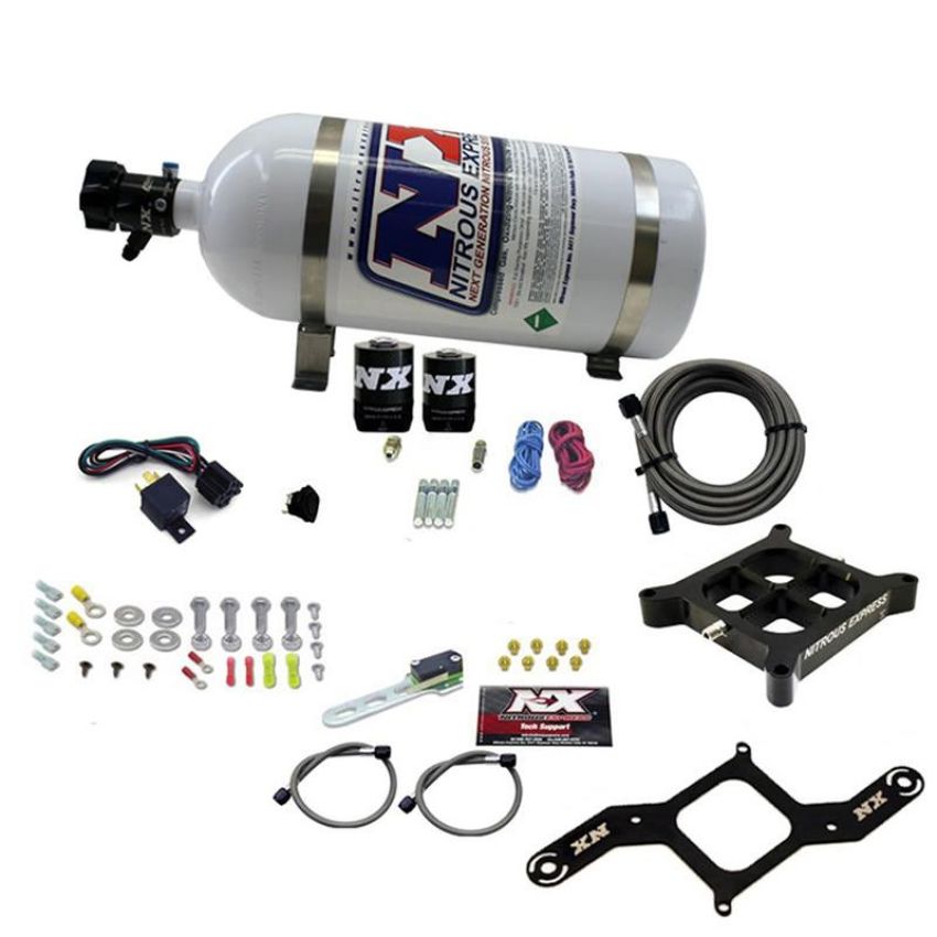 Nitrous Express 63840-10 4150 SINGLE ENTRY CROSSBAR PLATE SYSTEM, RNC (250-750HP) W/10LB BOTTLE