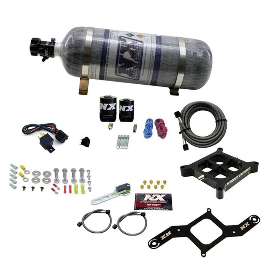 Nitrous Express 63840-12 4150 SINGLE ENTRY CROSSBAR PLATE SYSTEM, RNC (250-750HP) W/COMPOSITE BOTTLE