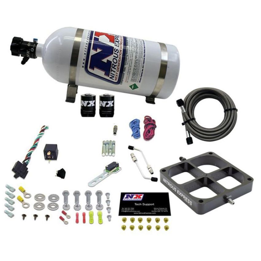Nitrous Express 63980-10 SINGLE ENTRY CROSSBAR 8500 BASED THROTTLE BODY W/ 10 LB BOTTLE
